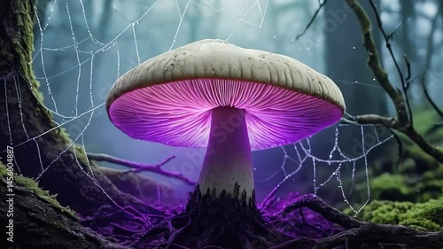 Glowing Mushroom Illuminating the Forest with a Magical Glow