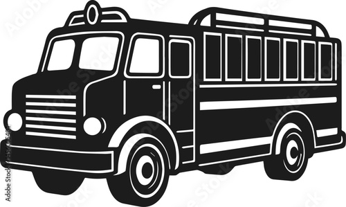 Fire engine silhouette vector illustration