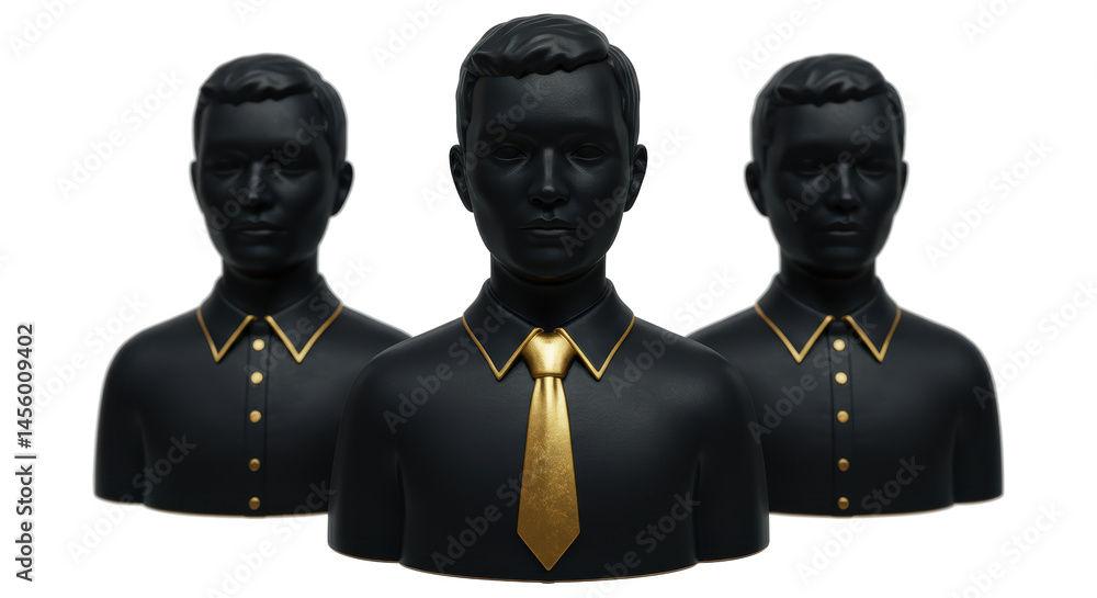 Naklejka premium Isolated Three Stylish Busts with Gold Ties