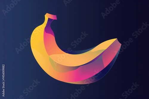 Colorful Abstract Banana Shape on Dark Background Design