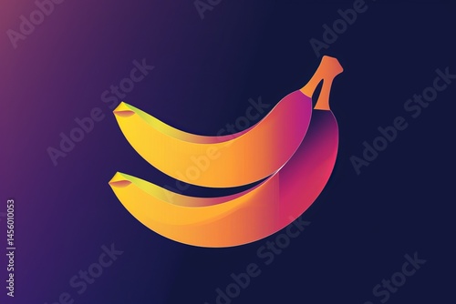 Vibrant Graphic Design of Two Stylized Bananas on Dark Background