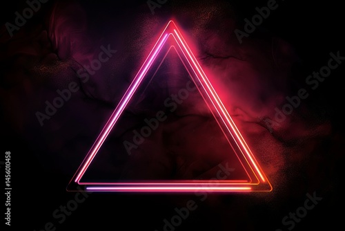 Neon Triangle with Vibrant Glow on Dark Background