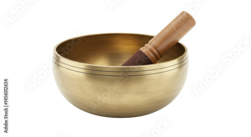 Isolated Tibetan Singing Bowl with Mallet