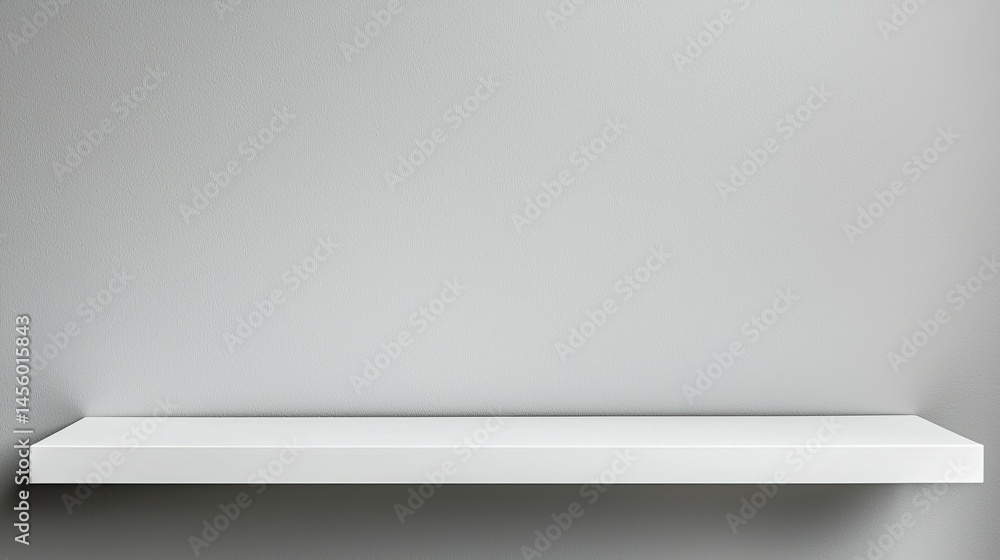 Minimalist White Shelf Mockup Natural Light, 3D Render for Product Display Minimalist White Shelf Mockup Natural Light, 3D Render for Product Display