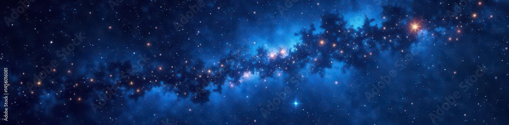 Obraz premium Deep blue canvas speckled with golden stars, cosmic dust , winter, cosmic dust, dreamy