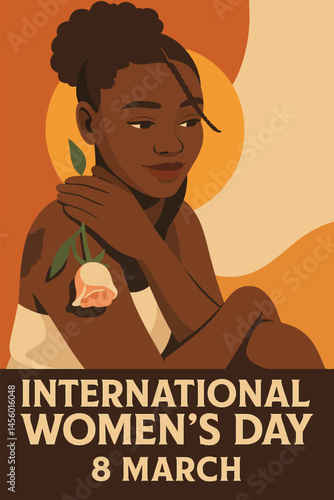Woman Holding Flower Illustration for International Celebration March Occasion