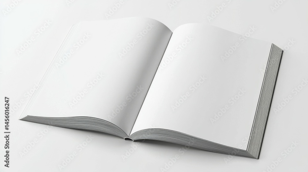 Open Magazine Mockup Clean White Isolated 3D Rendering Open Magazine Mockup Clean White Isolated 3D Rendering