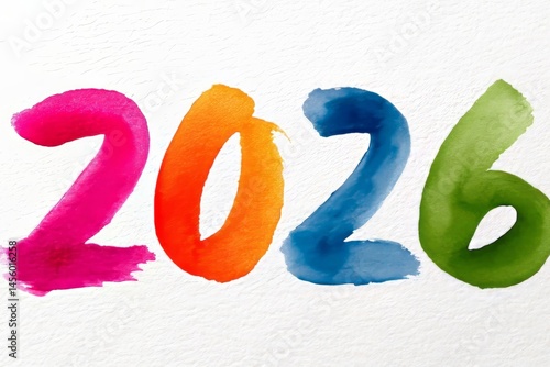 Vibrant watercolor digits dance on canvas, heralding 2026's vivid dawn; celebrate Hogmanay and Otoshidama with creative panache