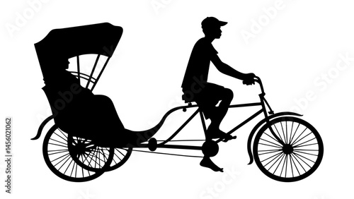 set of Cycle rickshaw silhouette 
