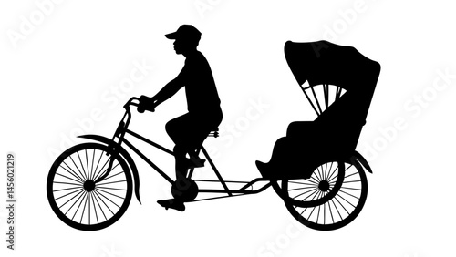 set of Cycle rickshaw silhouette 