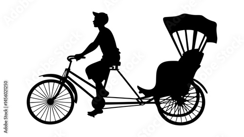 set of Cycle rickshaw silhouette 