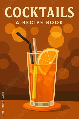 Refreshing Orange Cocktail Recipe Book Illustration with Stylish Background
