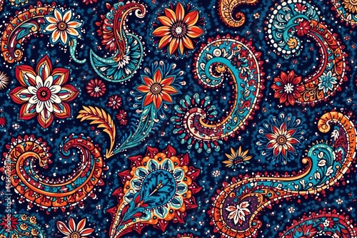 Bold paisley print with contrasting colors and sharp lines , geometric, texture, shapes