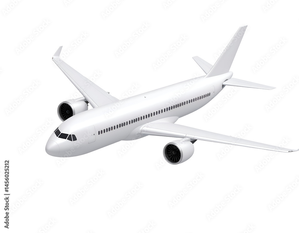 Sleek White Airplane Soaring Through the Sky Sleek White Airplane Soaring Through the Sky