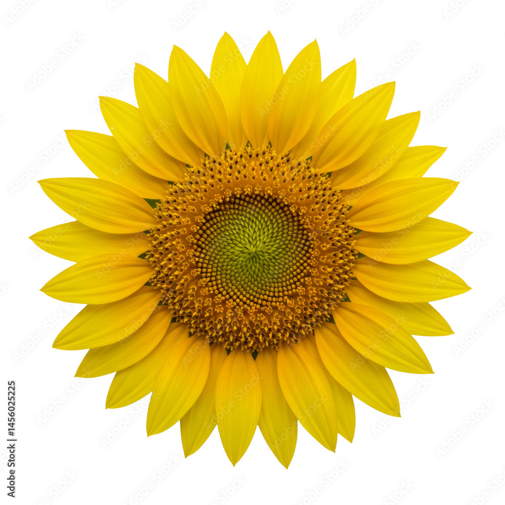 Fototapeta premium Bright sunflower in full bloom on a transparent background 