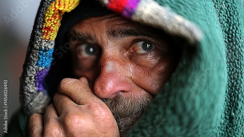 A man with a beard and a green hoodie is looking at the camera
