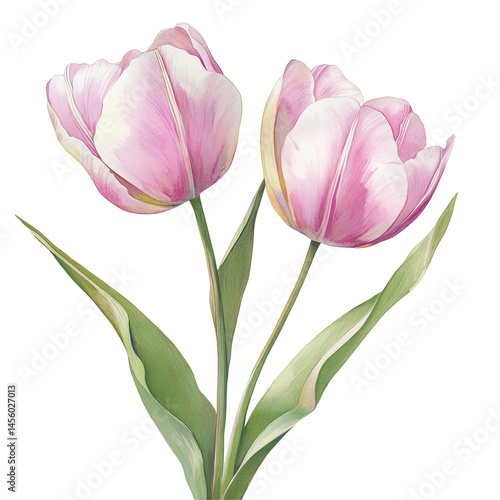 Wallpaper Mural Beautiful pink tulips with white accents on a clean background capturing the essence of spring freshness in floral art Torontodigital.ca