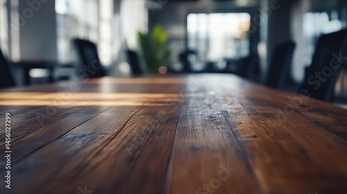 Wallpaper Mural Modern Office Wooden Table  Empty Conference Room Desk Torontodigital.ca