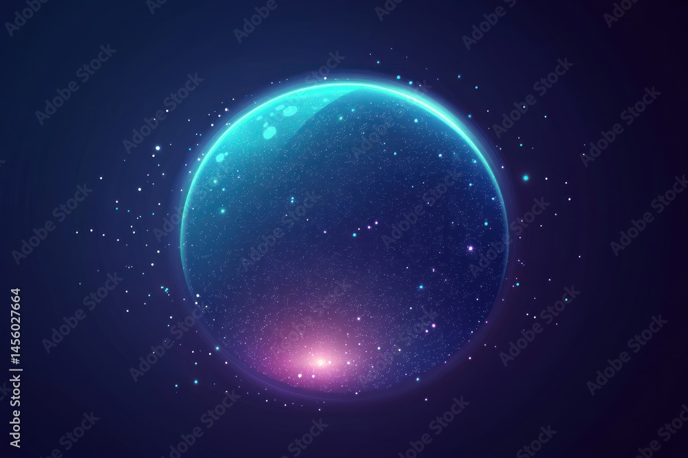 Fototapeta premium glowing disco sphere with sparkles, flat design, vector format
