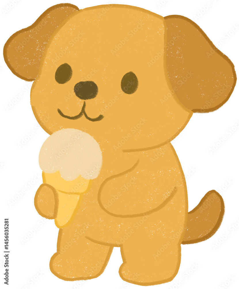 Obraz premium Puppy with Ice Cream Illustration