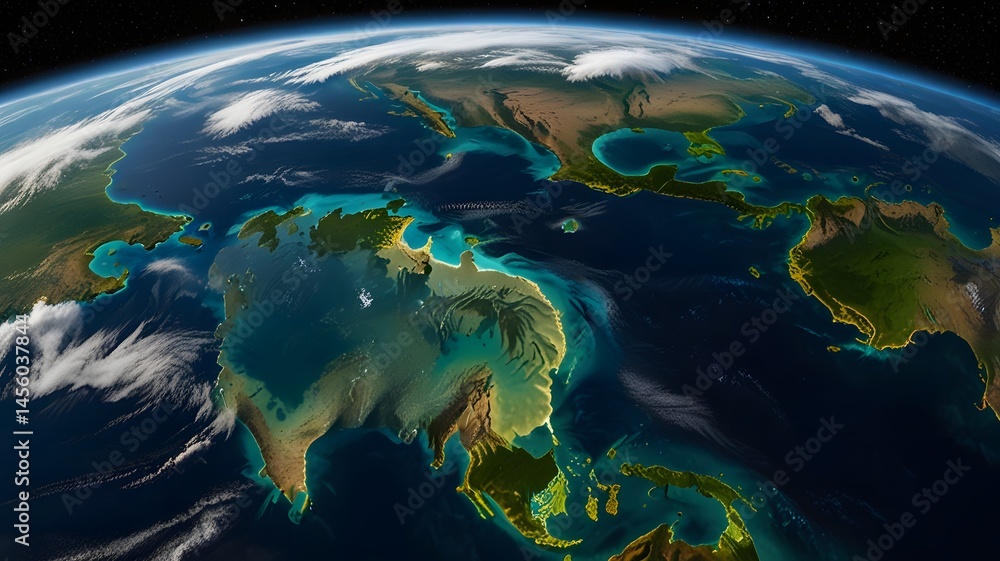 Fototapeta premium Ancient earth globe visualization of pangea supercontinent geography and tectonic plate reconstruction model