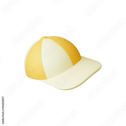 Sport cap 3d design. Isolated hat, sporty accessory. Uniform element for fast food restaurant manager, promoter, delivery man. Realistic rendering vector icon