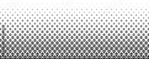 Geometric pattern of black diamonds on a white background. Seamless in one direction. Option with a short fade out.