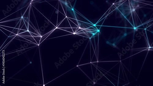 Connection of colored lines and shapes in space. Big data visualization. Digital background. 3d rendering.