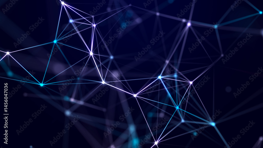 Fototapeta premium Connection of colored lines and shapes in space. Big data visualization. Digital background. 3d rendering.