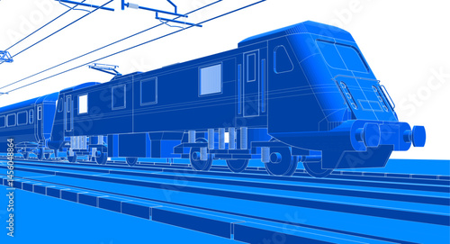 electric train sketch 3d illustration