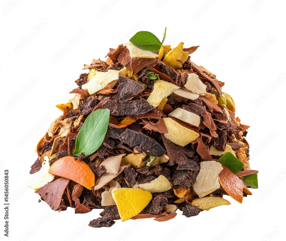 Pile of compost made from fruit peels and vegetable scraps promoting organic waste recycling