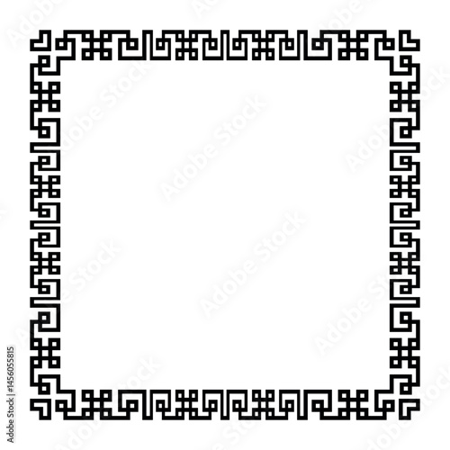 Oriental vector frame. Border frame in greek style. Square frame. Greek fret or key. Vintage linear border. For invitations, leaflets, greeting cards, ceramic, textile, embroidery, porcelain, engravin