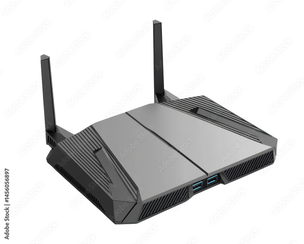 Dual-antenna gaming router with futuristic design