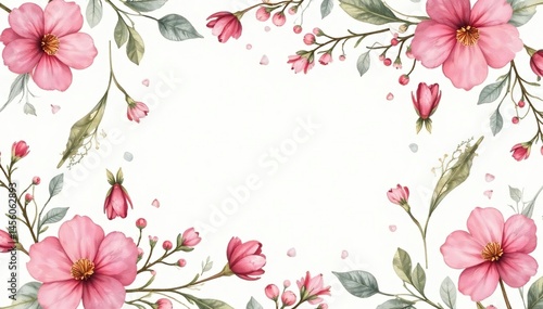 Soft, watercolor-style floral repeat Delicate buds & leaves, no harsh lines , texture, art
