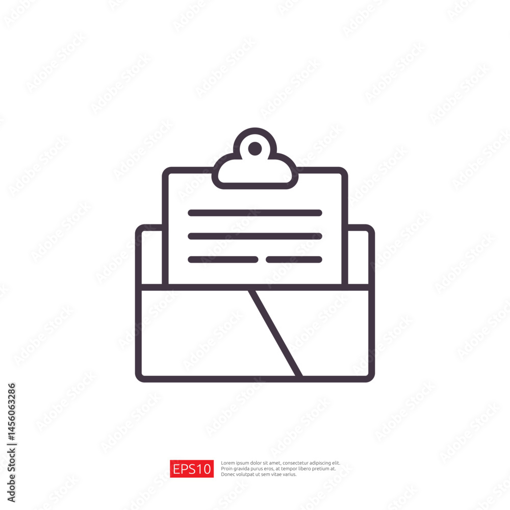 Business Icon Illustration of a Clipboard with Documents for Efficient Management and Organization of Workflow Business Icon Illustration of a Clipboard with Documents for Efficient Management and Organization of Workflow