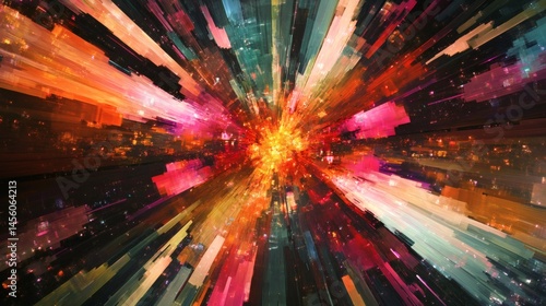 Obraz na płótnie Cityscape zoom burst, vibrant colors, night, abstract background, design w salonie