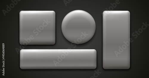 silver, black frame label, event bar button signboard. Vector illustration