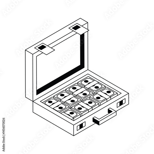 Get this modern isometric icon of money briefcase