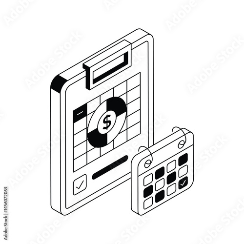 Get this amazingly designed financial schedule isometric icon