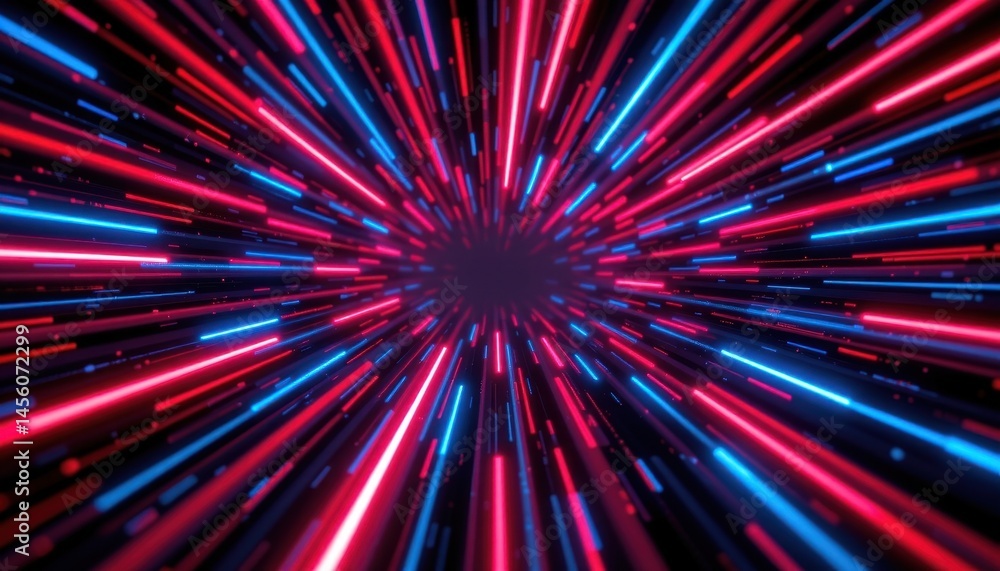 the computer generated 3d illustration features vibrant red and blue rays set against a sleek black background, creating a striking and dynamic visual effect. the computer generated 3d illustration features vibrant red and blue rays set against a sleek black background, creating a striking and dynamic visual effect.