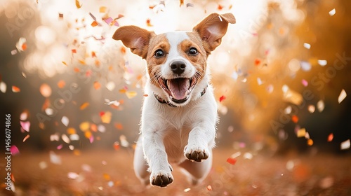 Joyful Dog with Confetti