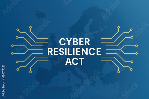 Cyber Resilience Act Graphic with Circuit Design Over Europe Map