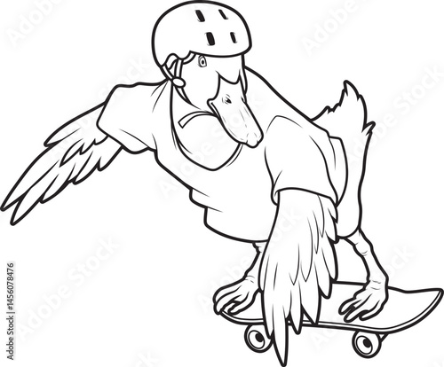 Duck Skater Skateboard Animal Vector Graphic Art Illustration