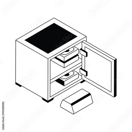 Bank locker icon creatively designed in isometric style