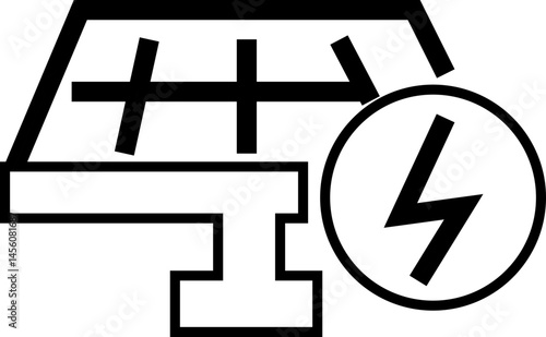 Solar panel icon. power energy. electricity Simple renewable energy solutions cells icon Home, roof pattern. Sun energy battery. environmentally friendly, editable stroke with transparent background