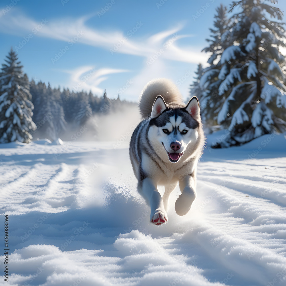 Naklejka premium siberian husky dog