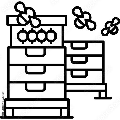 Bee Box Icon Vector Element