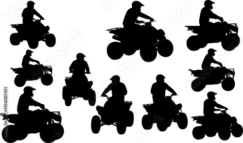 ATV silhouettes. Sportsman riding quad bike silhouettes. EPS 10 version.