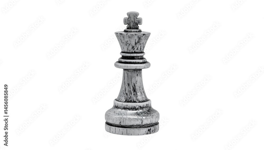 black chess king made by Etching technique isolated on white background black chess king made by Etching technique isolated on white background