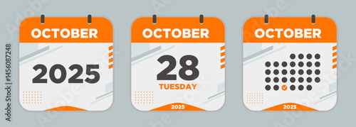 Calendar design vector. October. 2025 28 day. The concept of waiting for an important date. Day calendar with date October 28. Cheklist day calendar. Vector illustration.